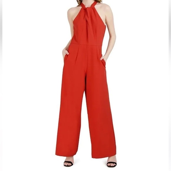 julia jordan Pants - JULIA Jordan Orange Halter Twist Neck Sleeveless Jumpsuit Size: 8NWT